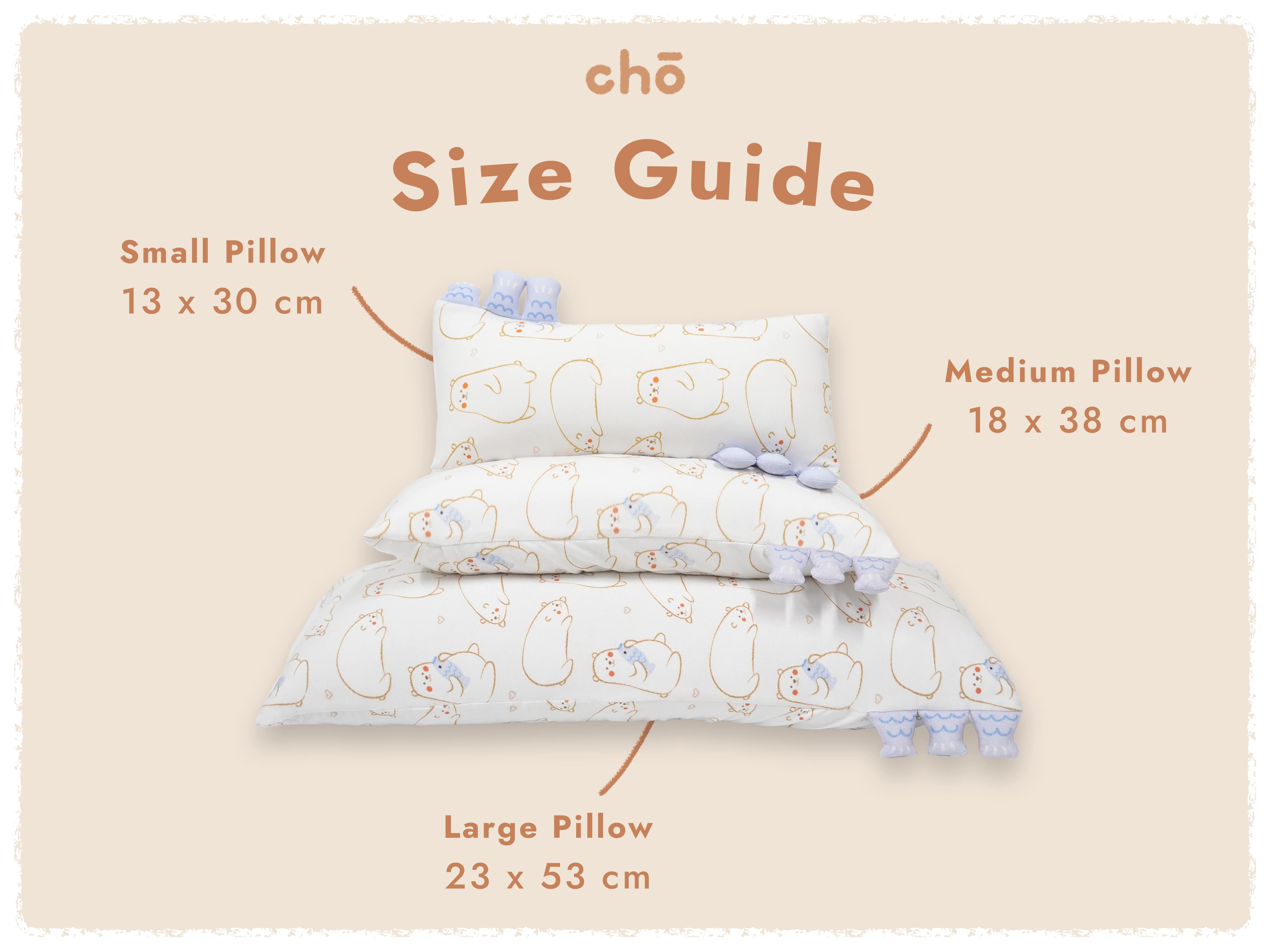 size comparison of maru cho pillows