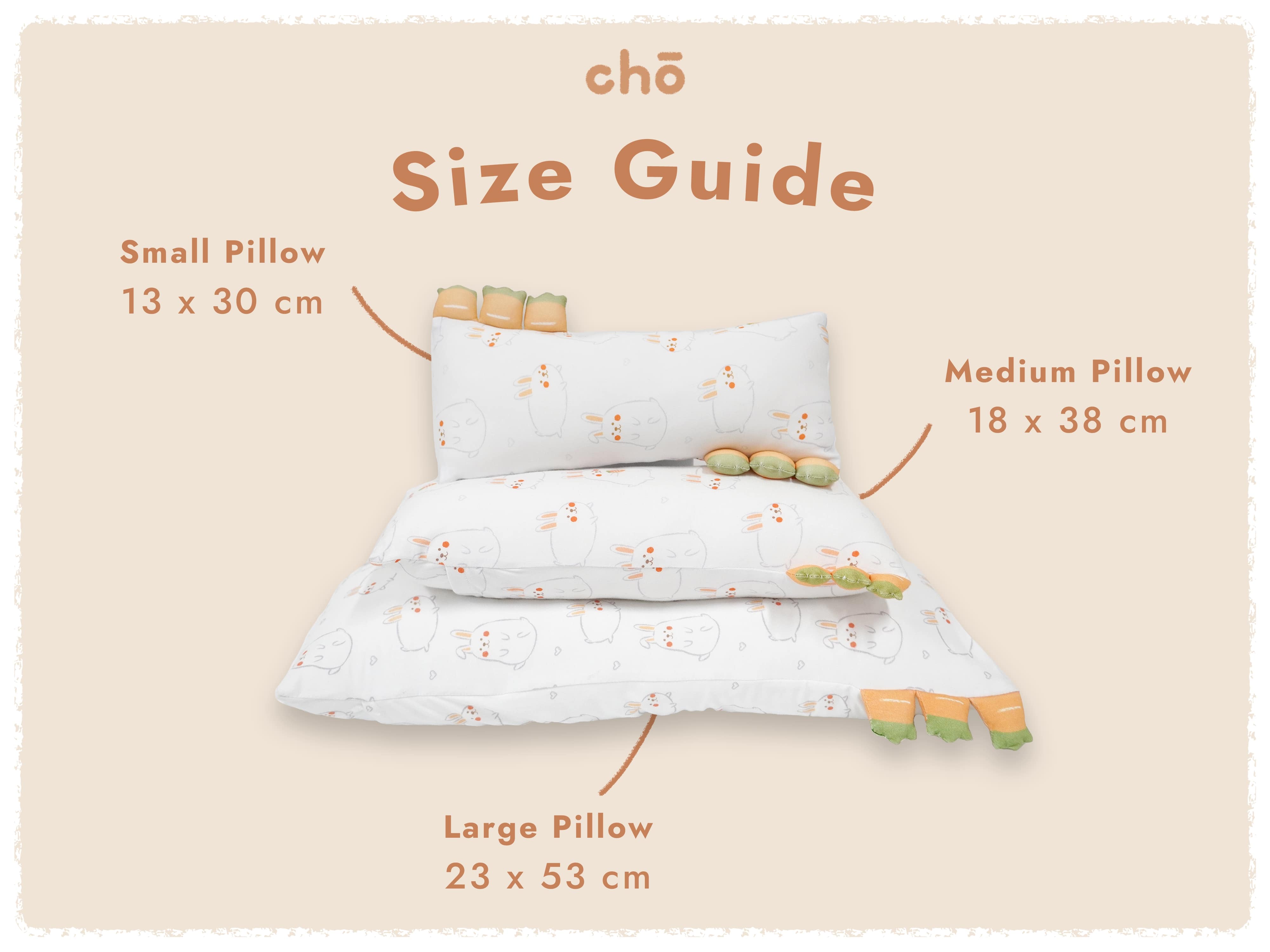 size comparison of momo cho pillows